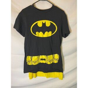 BATMAN WOMENS SIZE SMALL JUNIORS costume TSHIRT CAPE BLACK YELLOW Cosplay S
